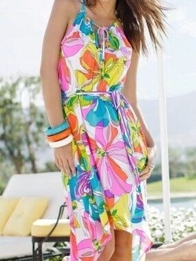 Trina Turk Multicolor Floral High-Low Dress